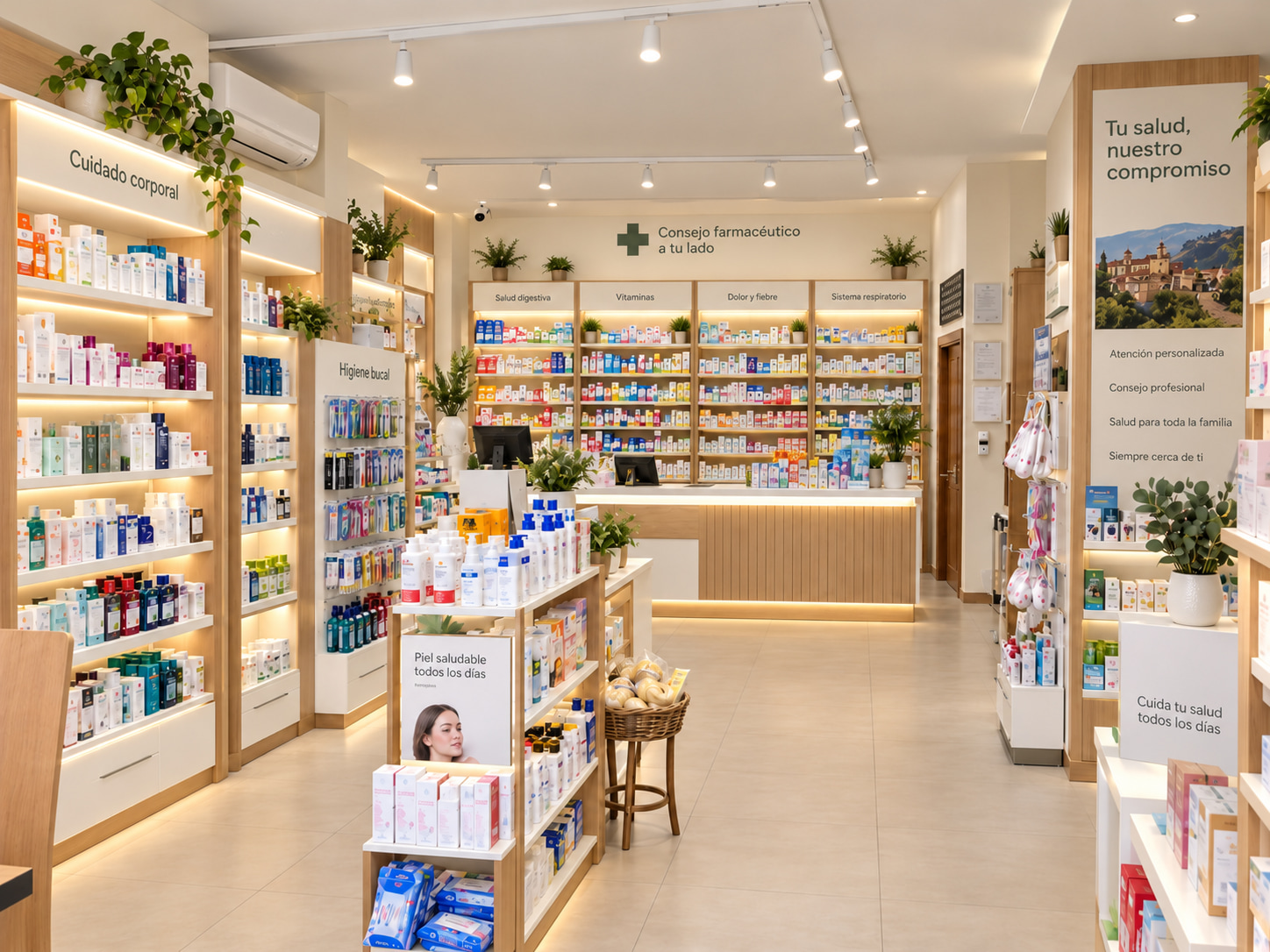 Interior renovado: mobiliario claro, iluminación cálida y una exposición más despejada.